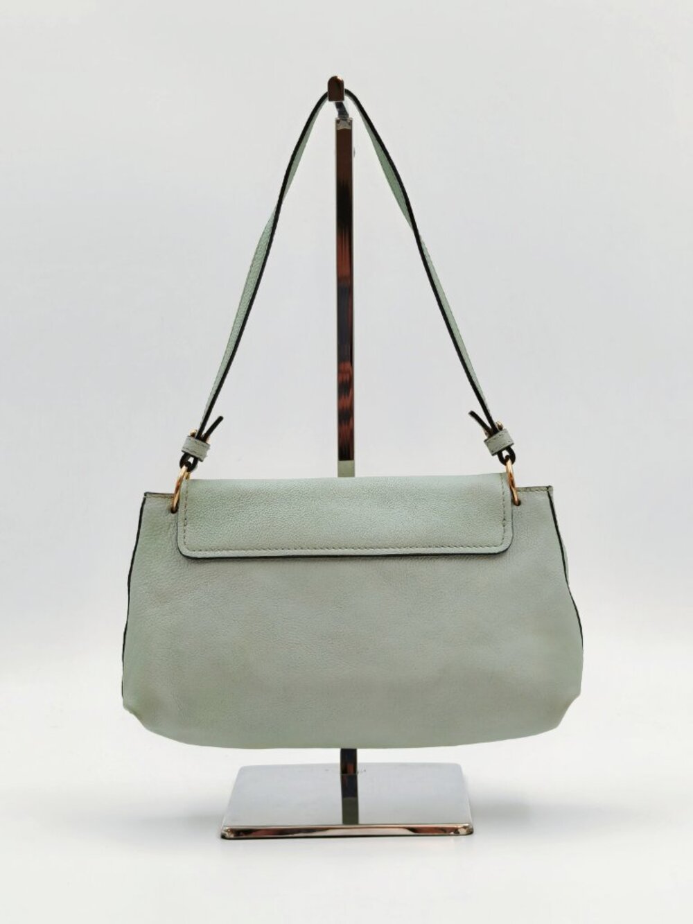 Chloé Elsie Mint Green Leather Shoulder Bag Gold Turn Lock - Picture 2 of 13